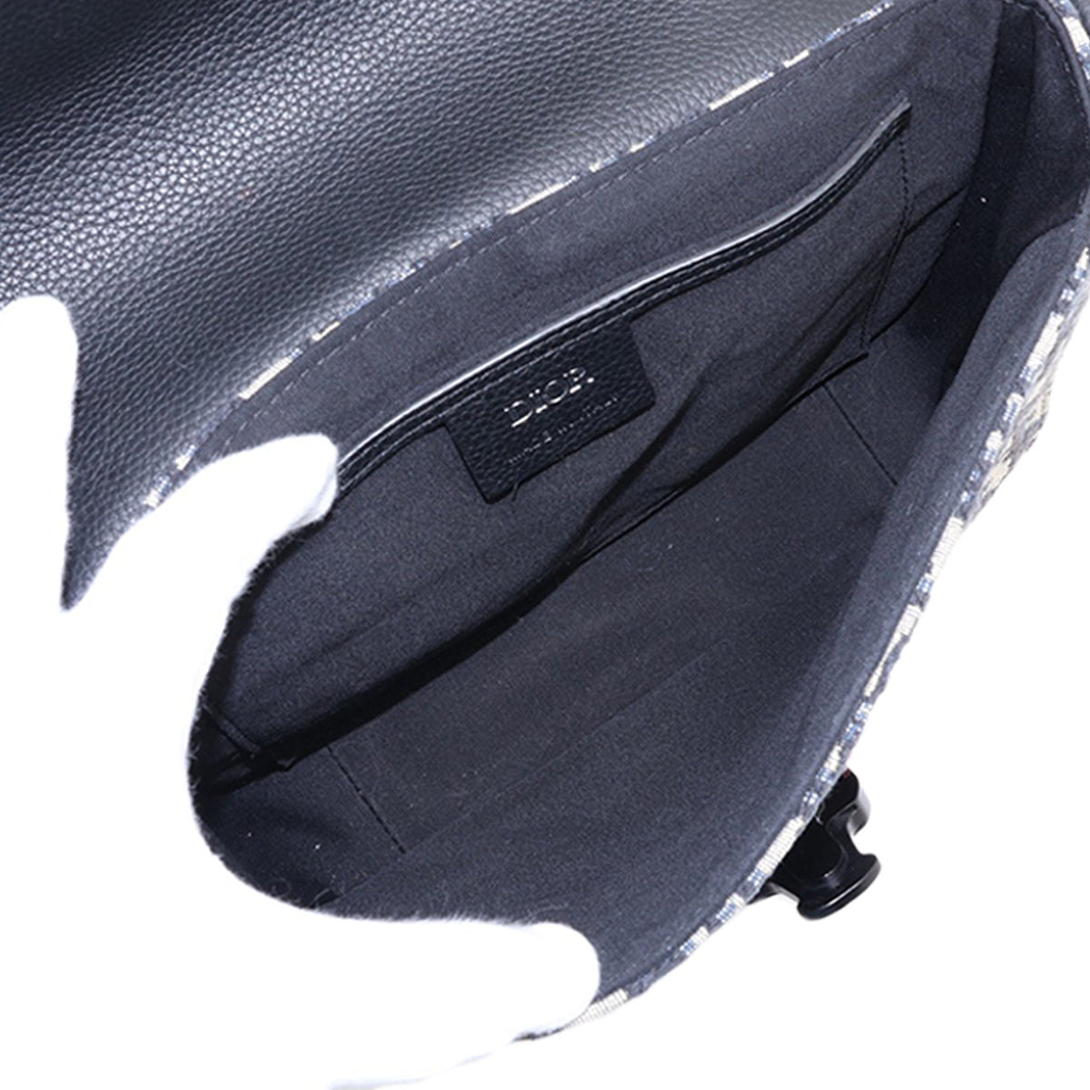 Dior Small Oblique Canvas Saddle Messenger Bag with Flap — Black