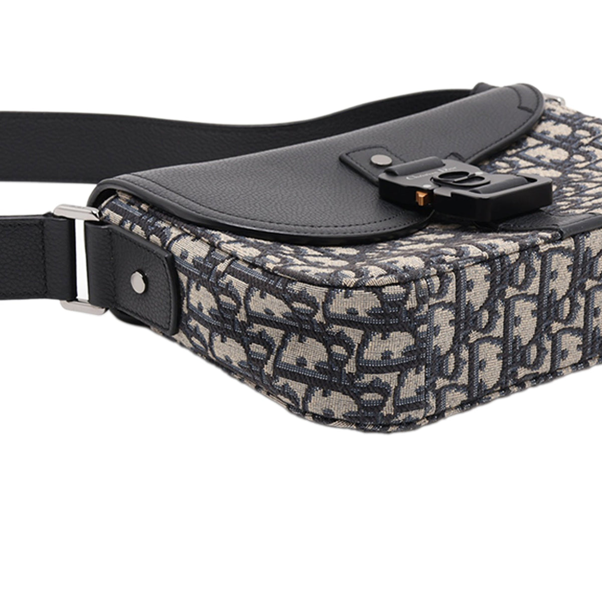 Dior Small Oblique Canvas Saddle Messenger Bag with Flap — Black