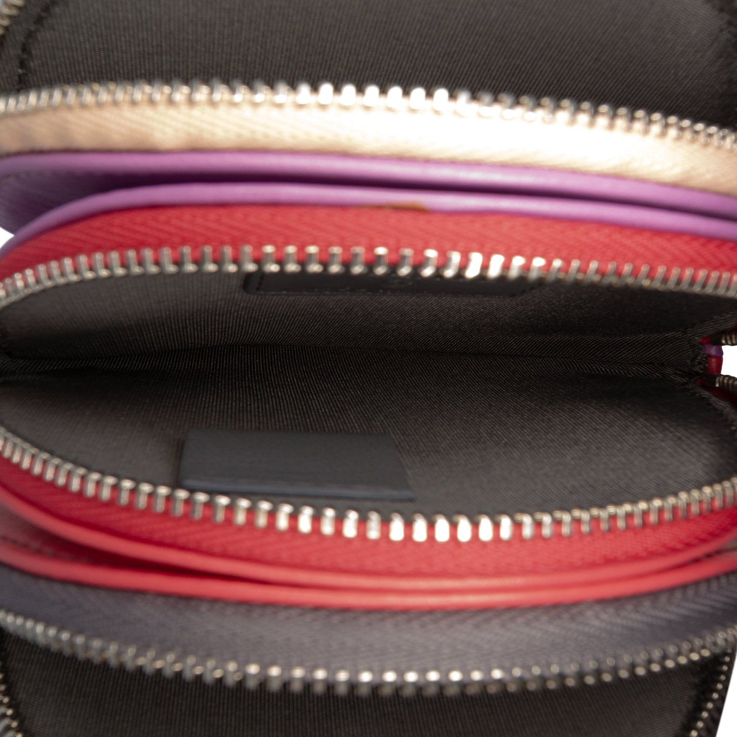 Chanel CC Quilted Lambskin Triple Zip Round Clutch With Chain