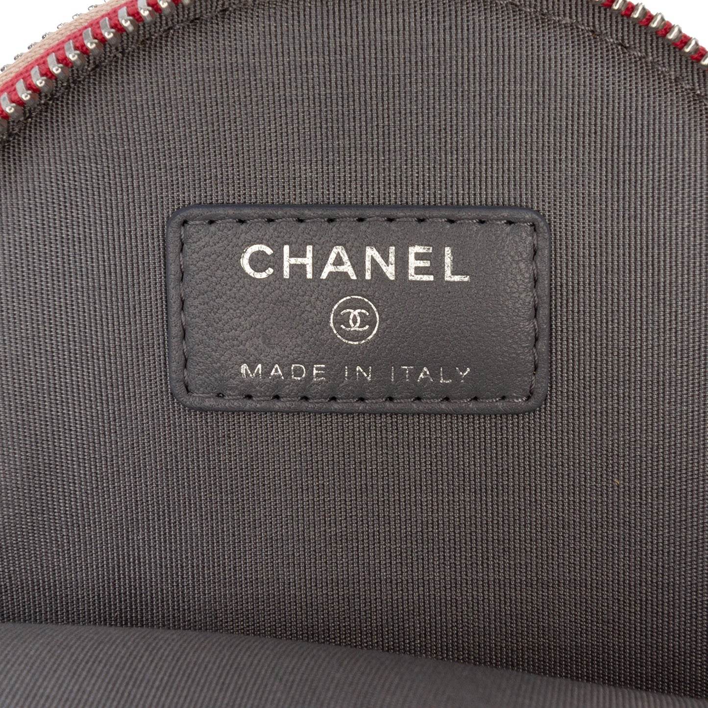 Chanel CC Quilted Lambskin Triple Zip Round Clutch With Chain