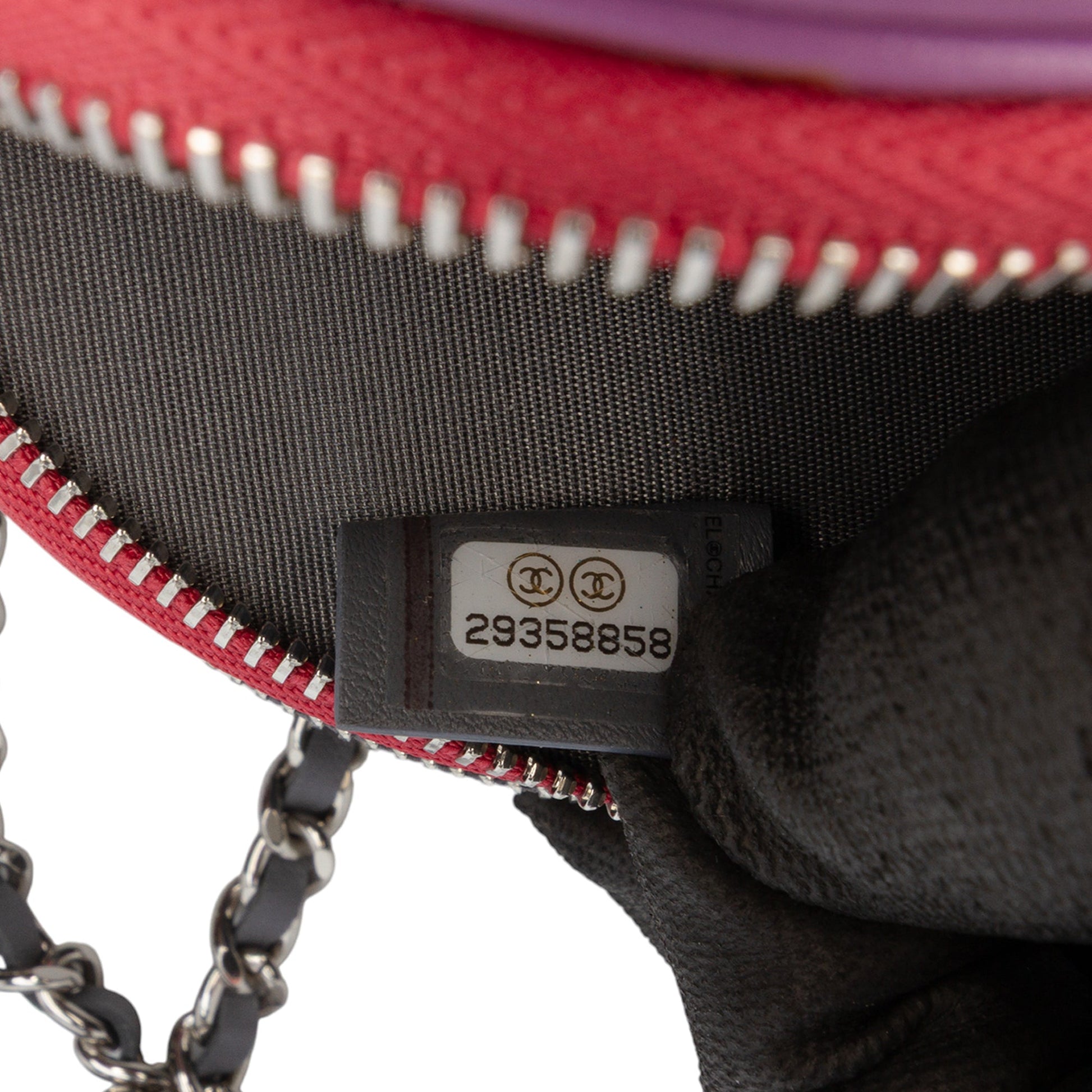 Chanel CC Quilted Lambskin Triple Zip Round Clutch With Chain
