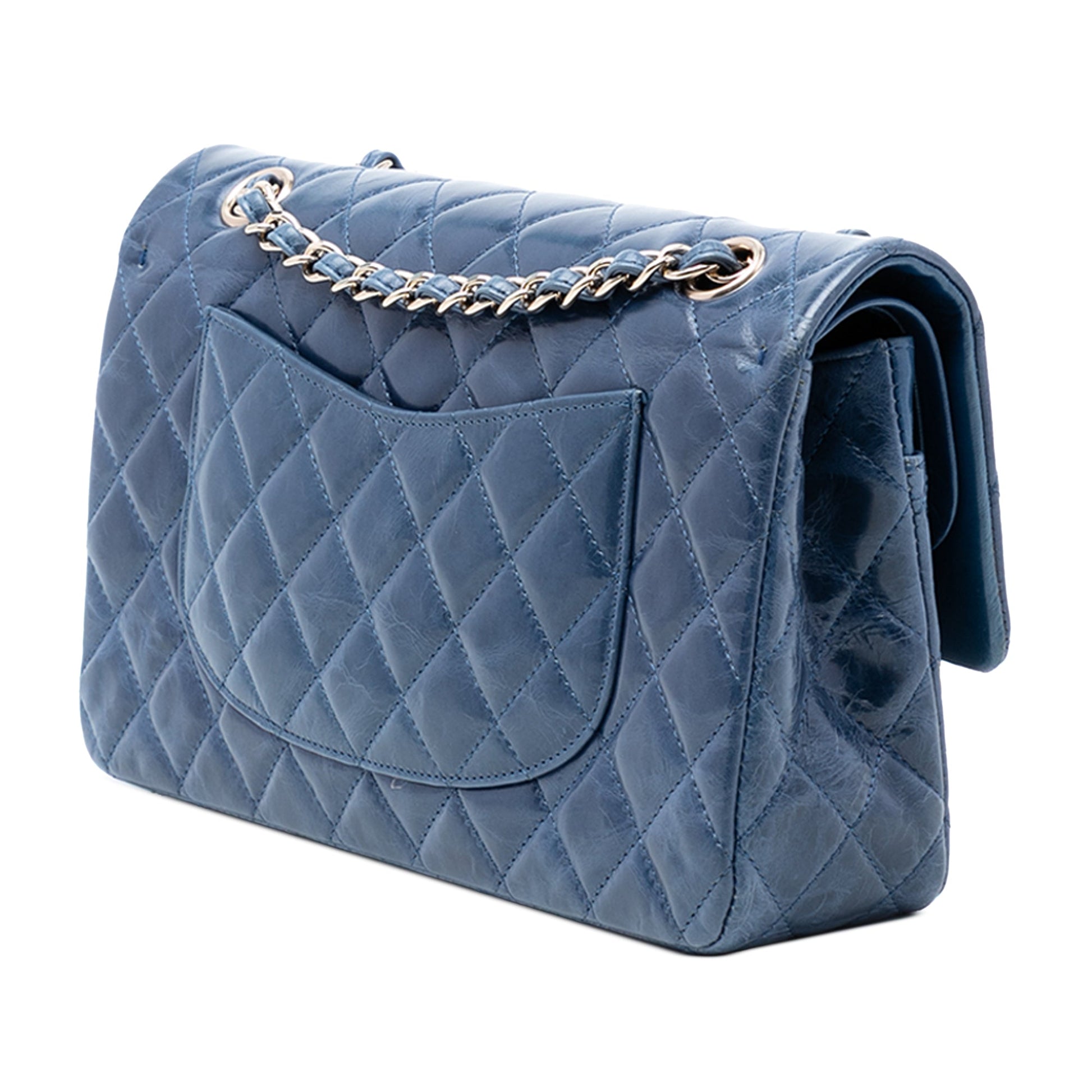 Chanel Medium Classic Glazed Calfskin Camellia Double Flap