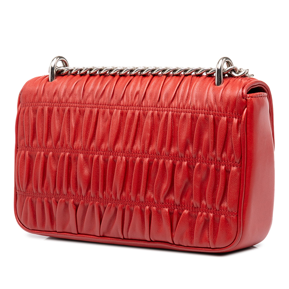 Prada Nappa Gaufre Chain Flap — Red