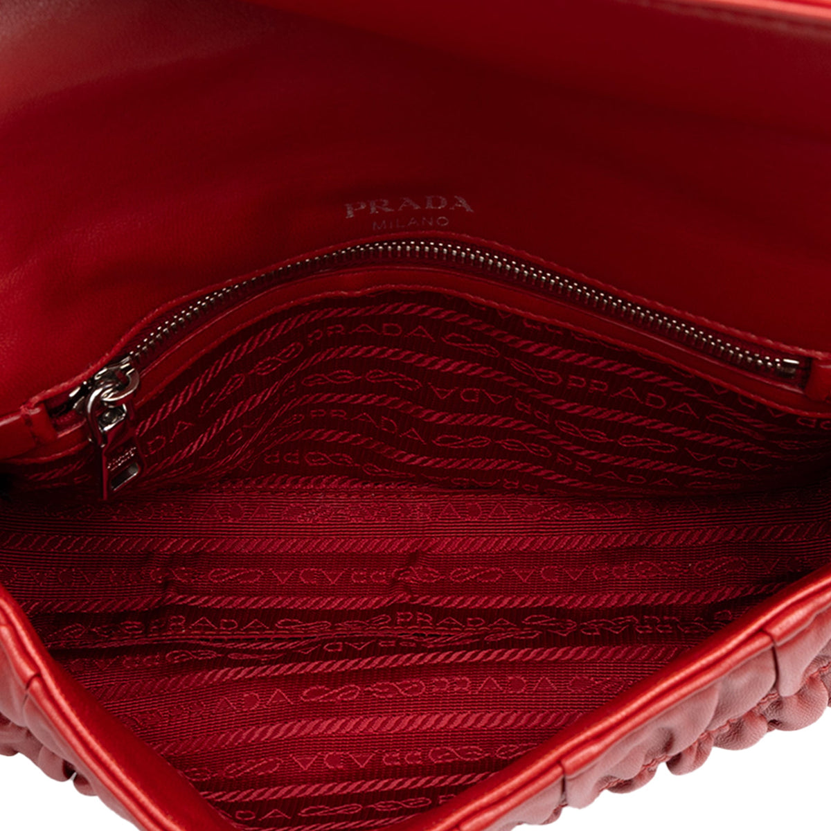 Prada Nappa Gaufre Chain Flap — Red