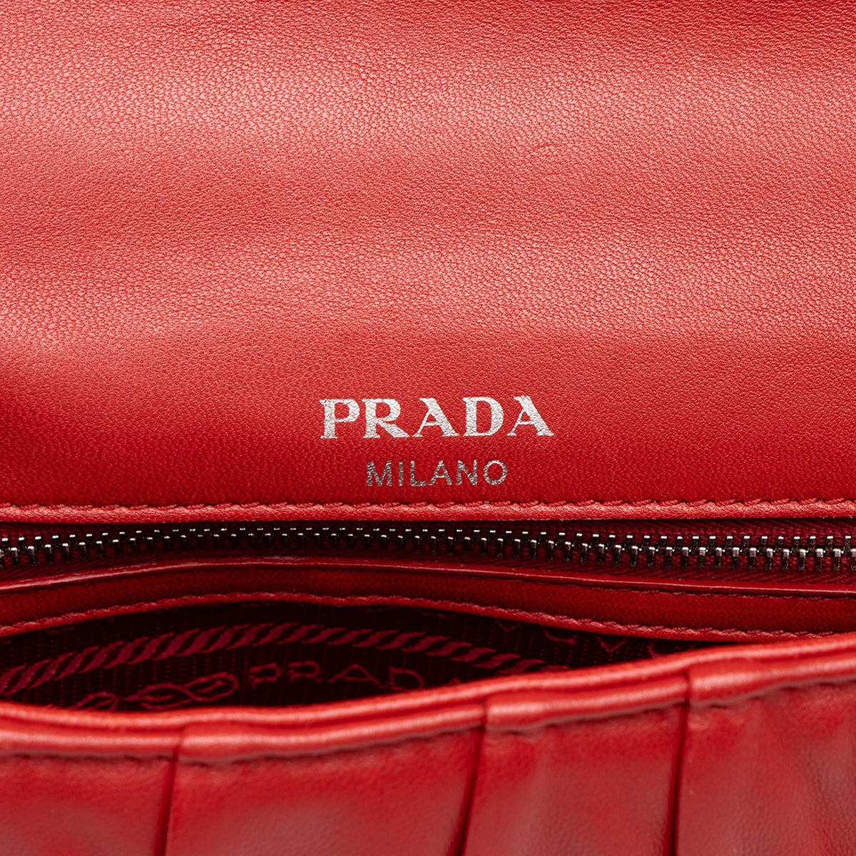Prada Nappa Gaufre Chain Flap — Red