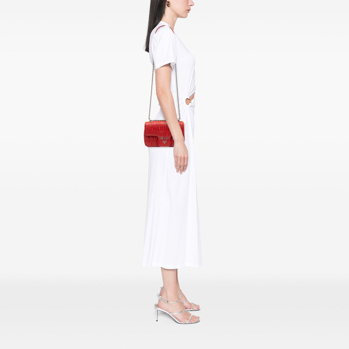 Prada Nappa Gaufre Chain Flap — Red
