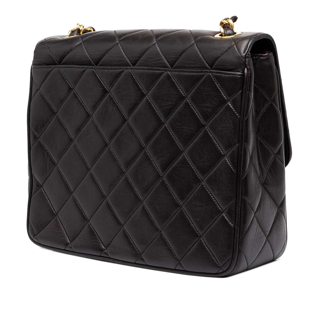 Chanel XL CC Quilted Lambskin Square Single Flap — Black