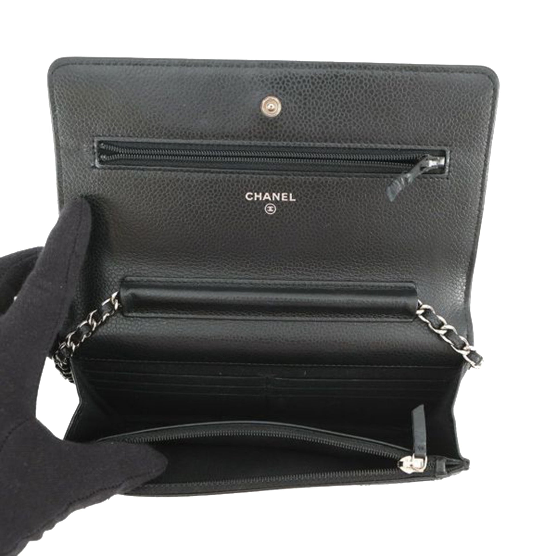 Chanel CC Quilted Caviar Wallet on Chain
