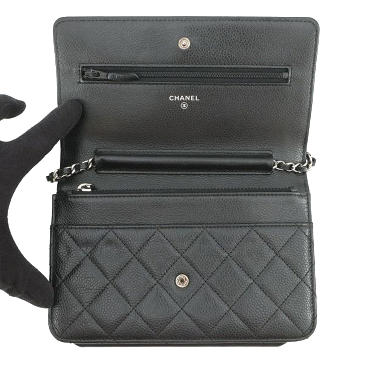 Chanel CC Quilted Caviar Wallet on Chain