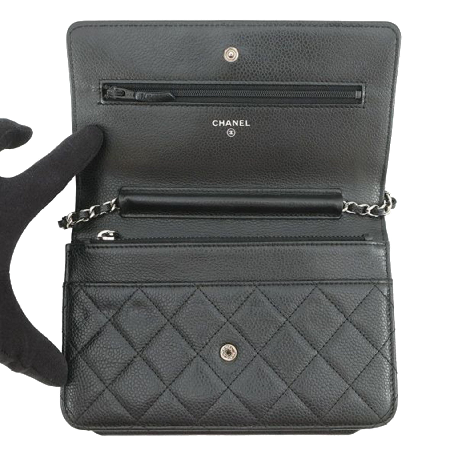 Chanel CC Quilted Caviar Wallet on Chain