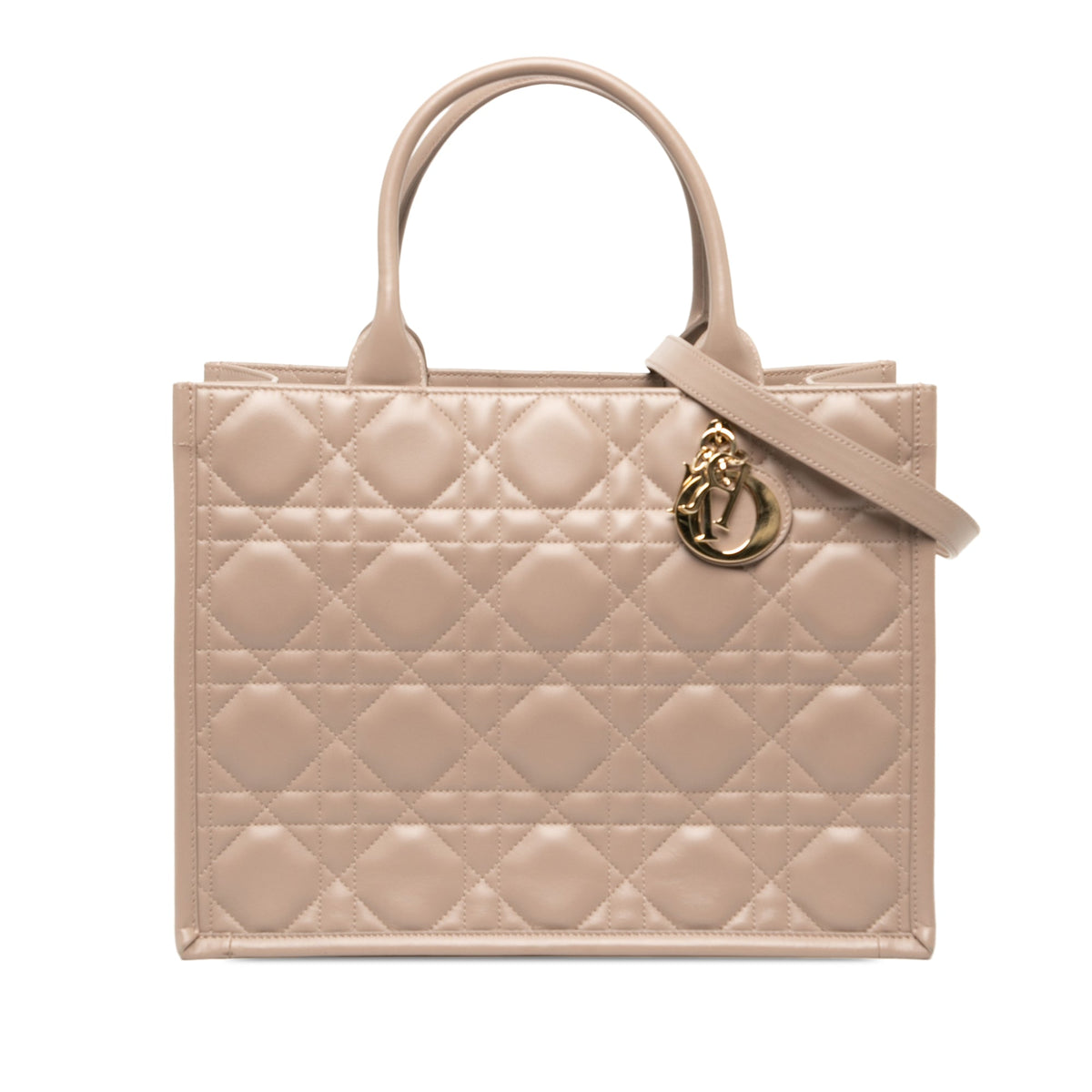 Dior Medium Calfskin Macrocannage Book Tote — Beige