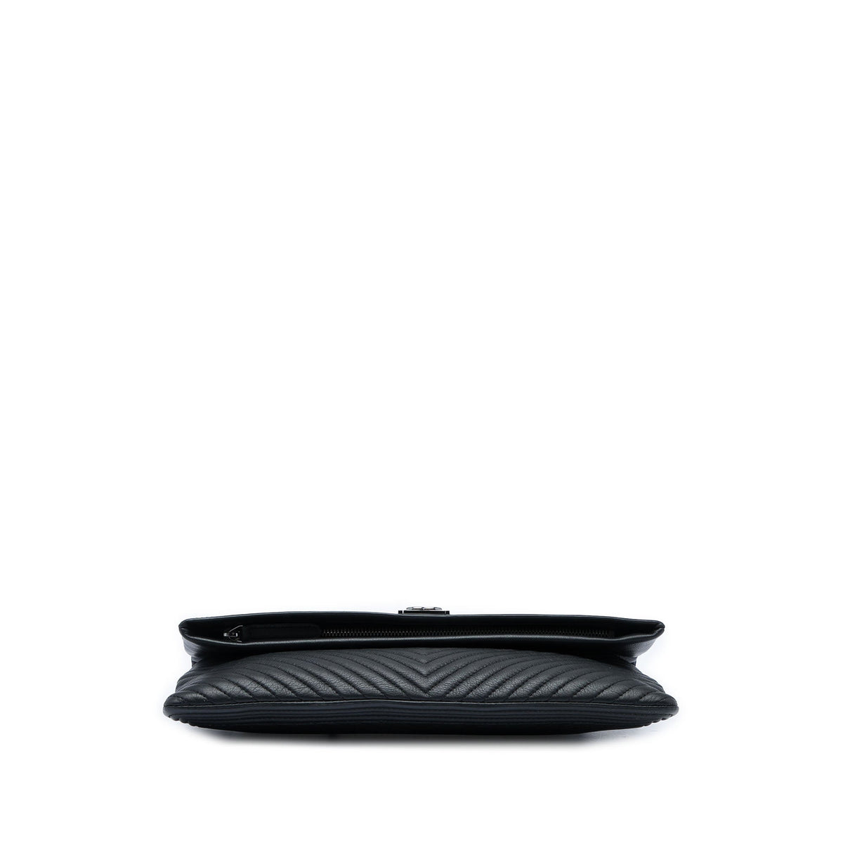 Chanel Chevron Calfskin CC Beauty Boy Foldover Clutch