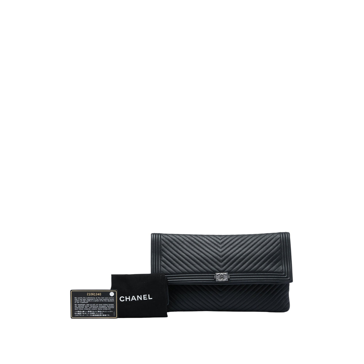Chanel Chevron Calfskin CC Beauty Boy Foldover Clutch