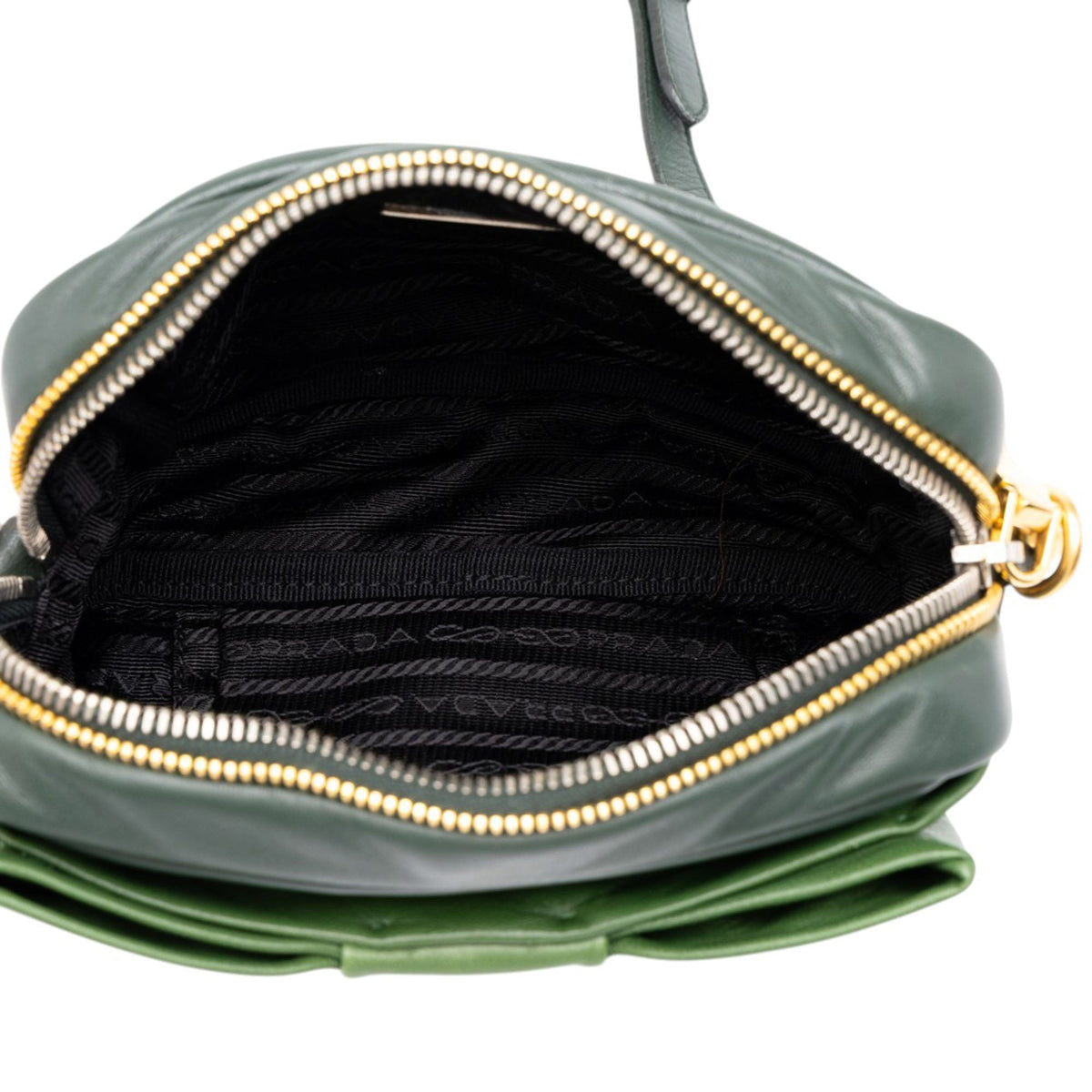 Prada Bicolor Nappa Fiocco Clutch on Strap — Green