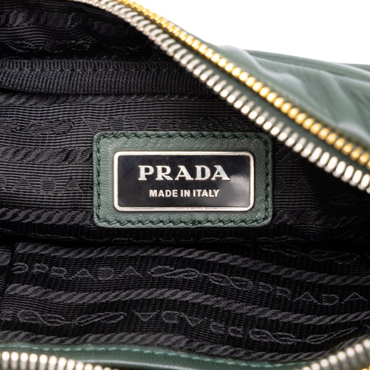 Prada Bicolor Nappa Fiocco Clutch on Strap — Green