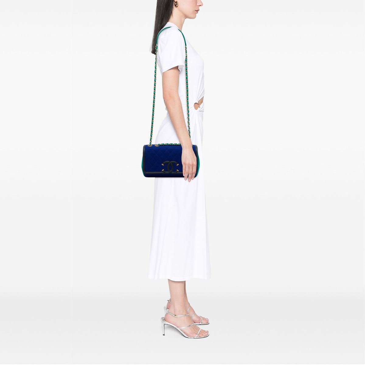 Chanel Medium Tricolor Jersey CC Filigree Flap