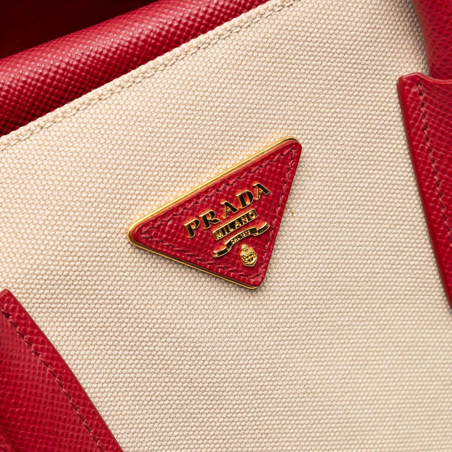 Prada Large Canapa and Saffiano Double Satchel