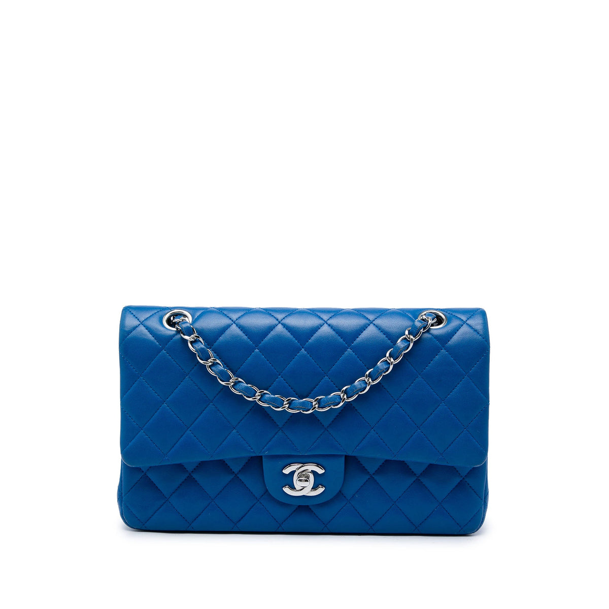 Chanel Medium Classic Lambskin Double Flap — Blue