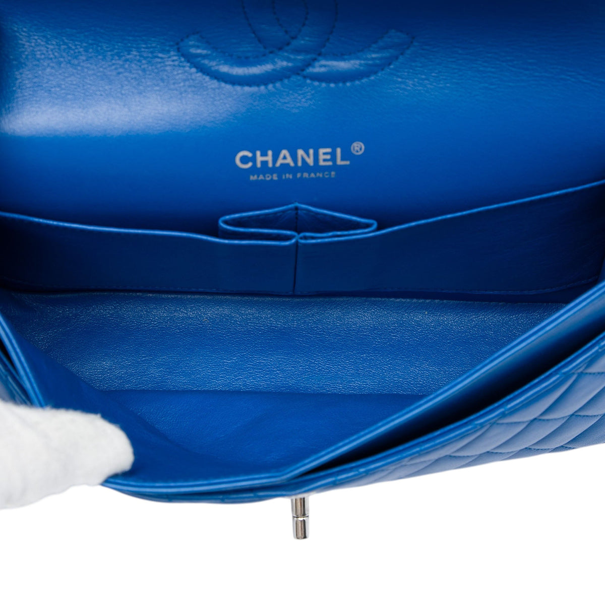Chanel Medium Classic Lambskin Double Flap — Blue