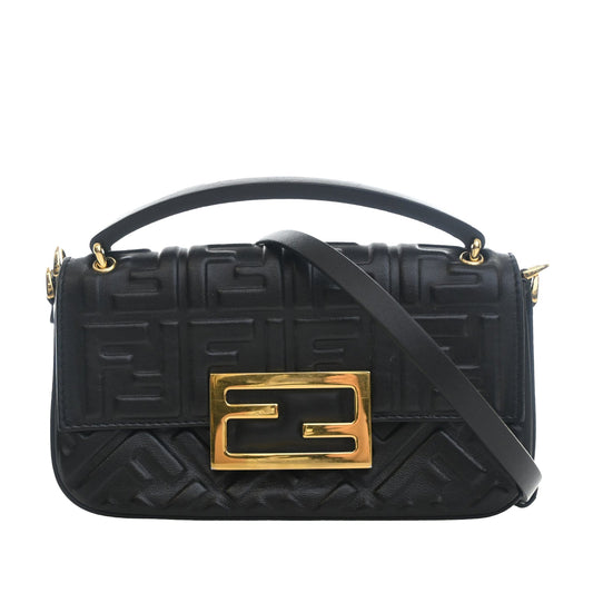 Fendi Zucca Embossed Leather Baguette Phone Pouch Satchel