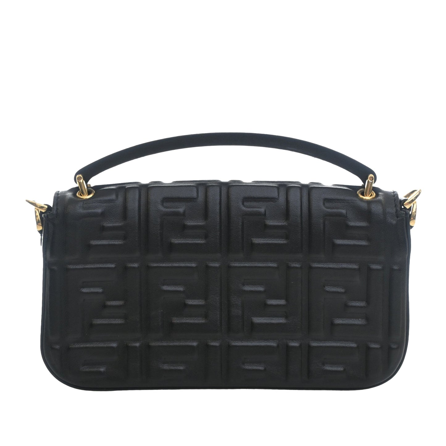 Fendi Zucca Embossed Leather Baguette Phone Pouch Satchel