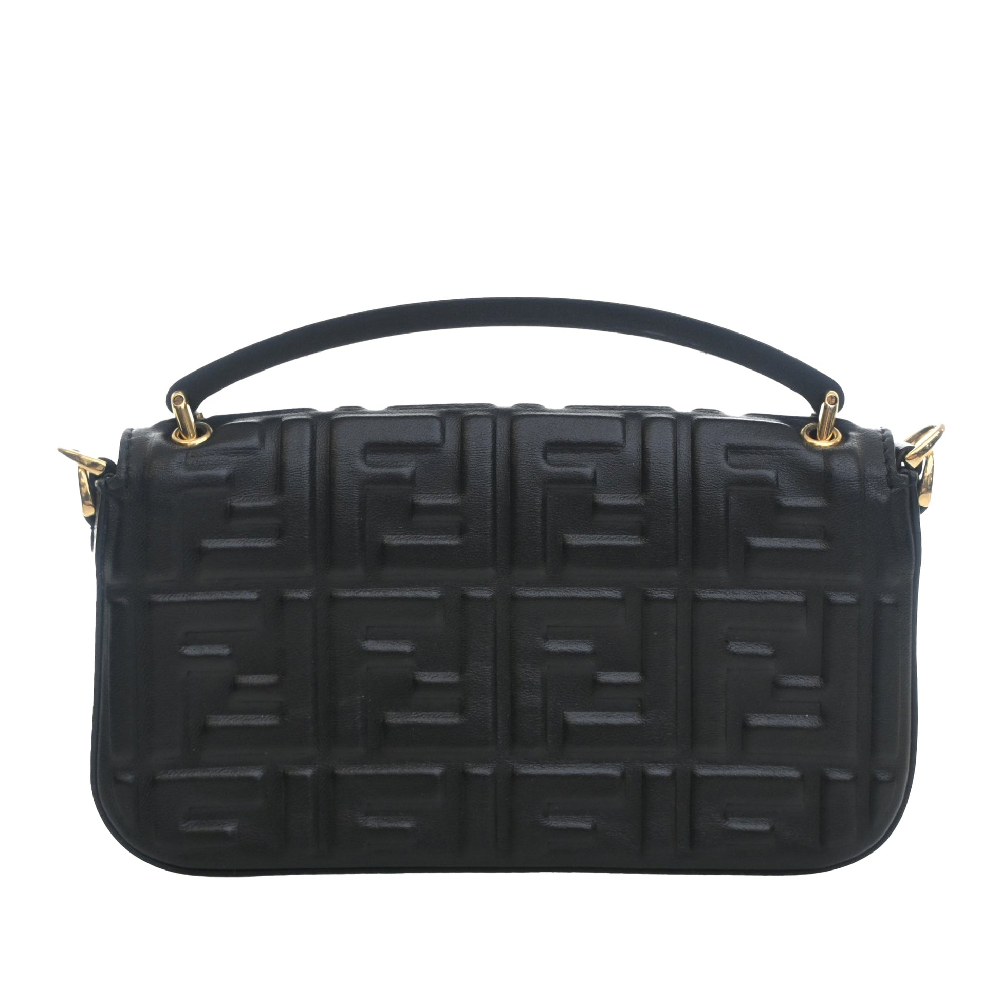 Fendi Zucca Embossed Leather Baguette Phone Pouch Satchel