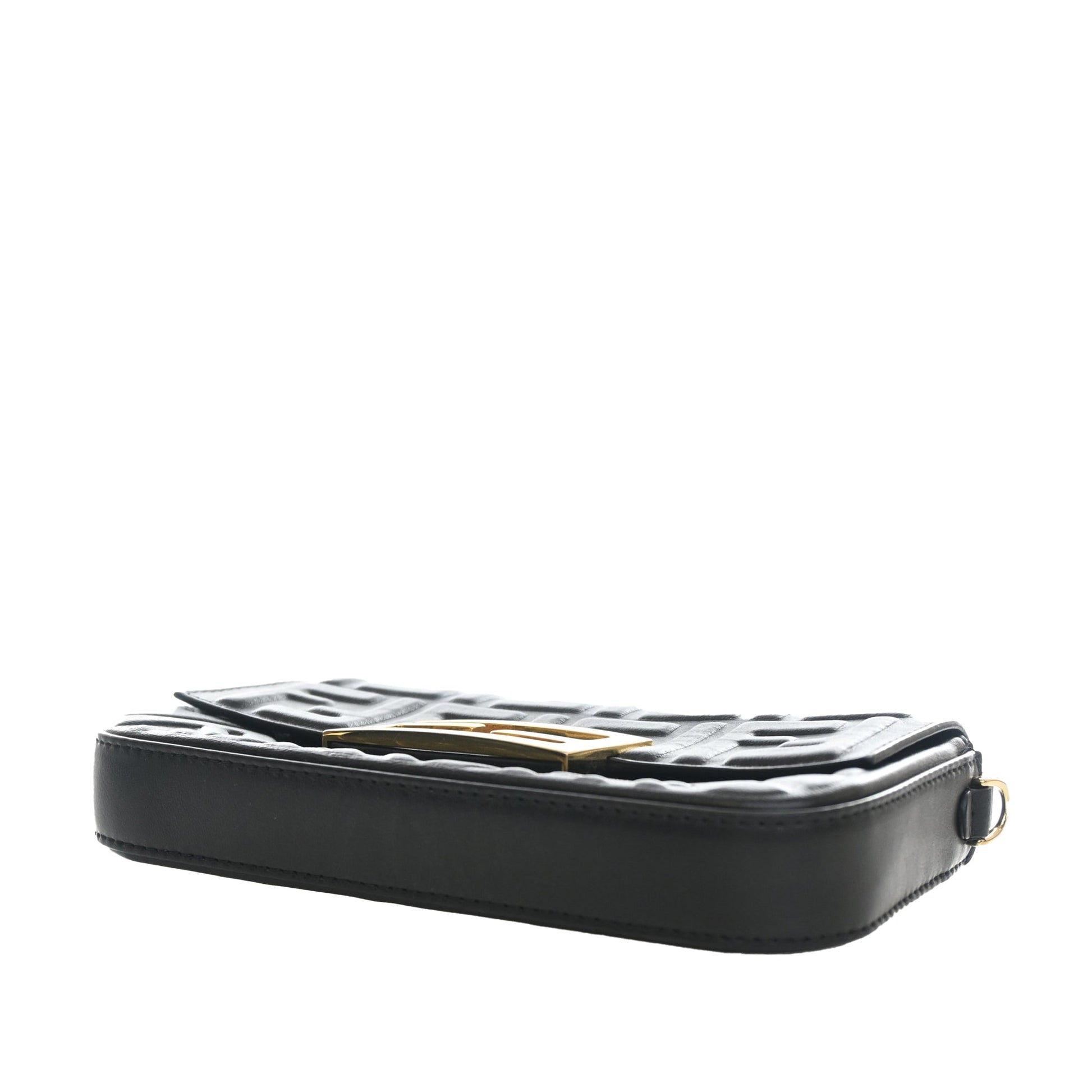 Fendi Zucca Embossed Leather Baguette Phone Pouch Satchel