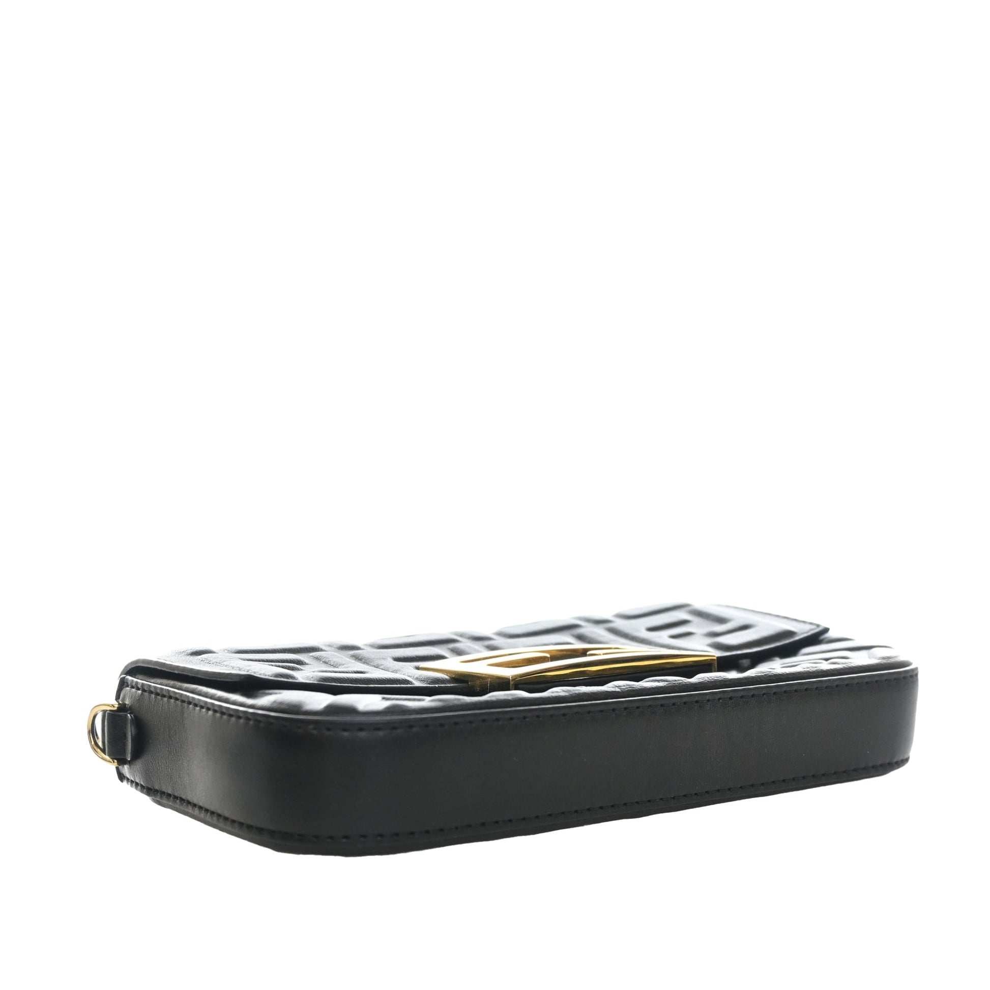 Fendi Zucca Embossed Leather Baguette Phone Pouch Satchel