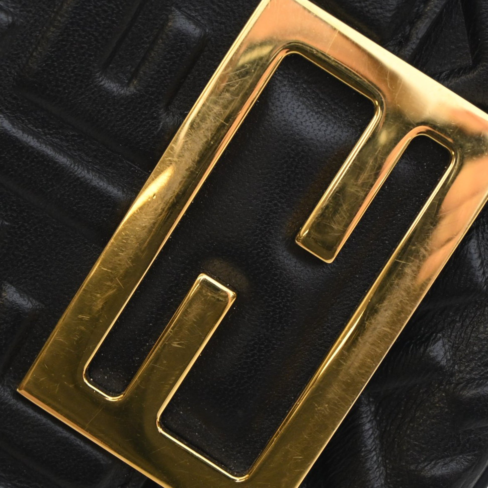 Fendi Zucca Embossed Leather Baguette Phone Pouch Satchel