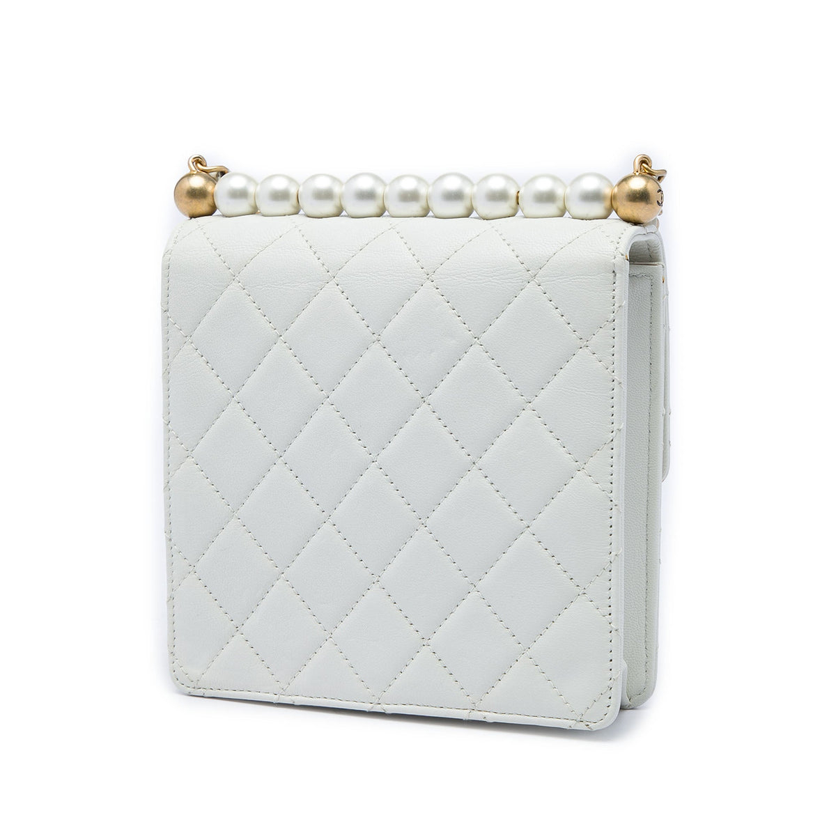 Chanel Small Quilted Lambskin Chic Pearls Flap — White
