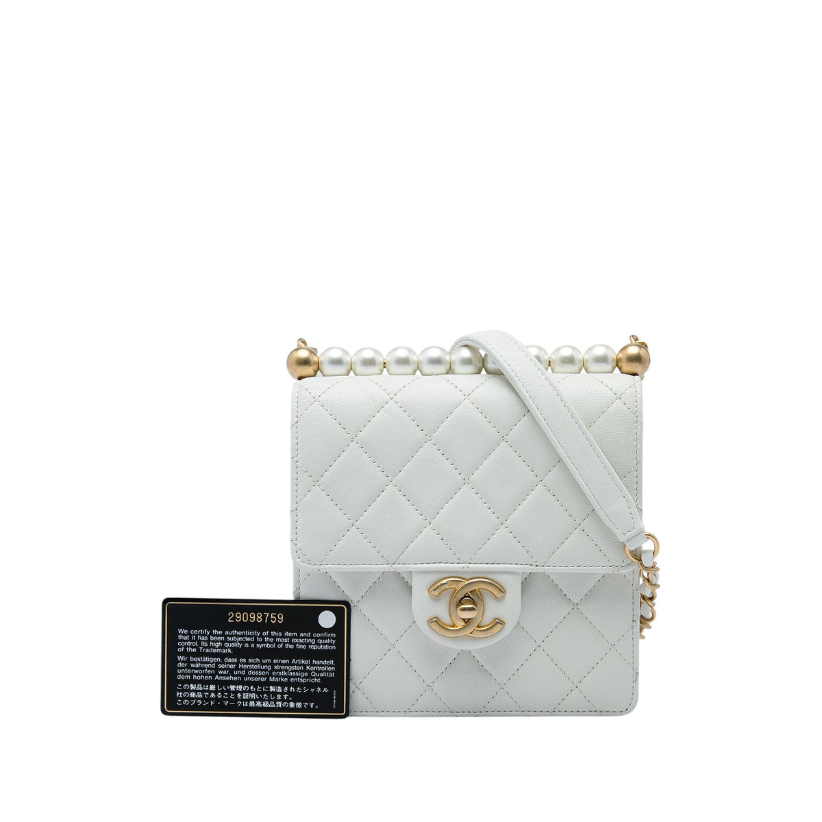 Chanel Small Quilted Lambskin Chic Pearls Flap — White