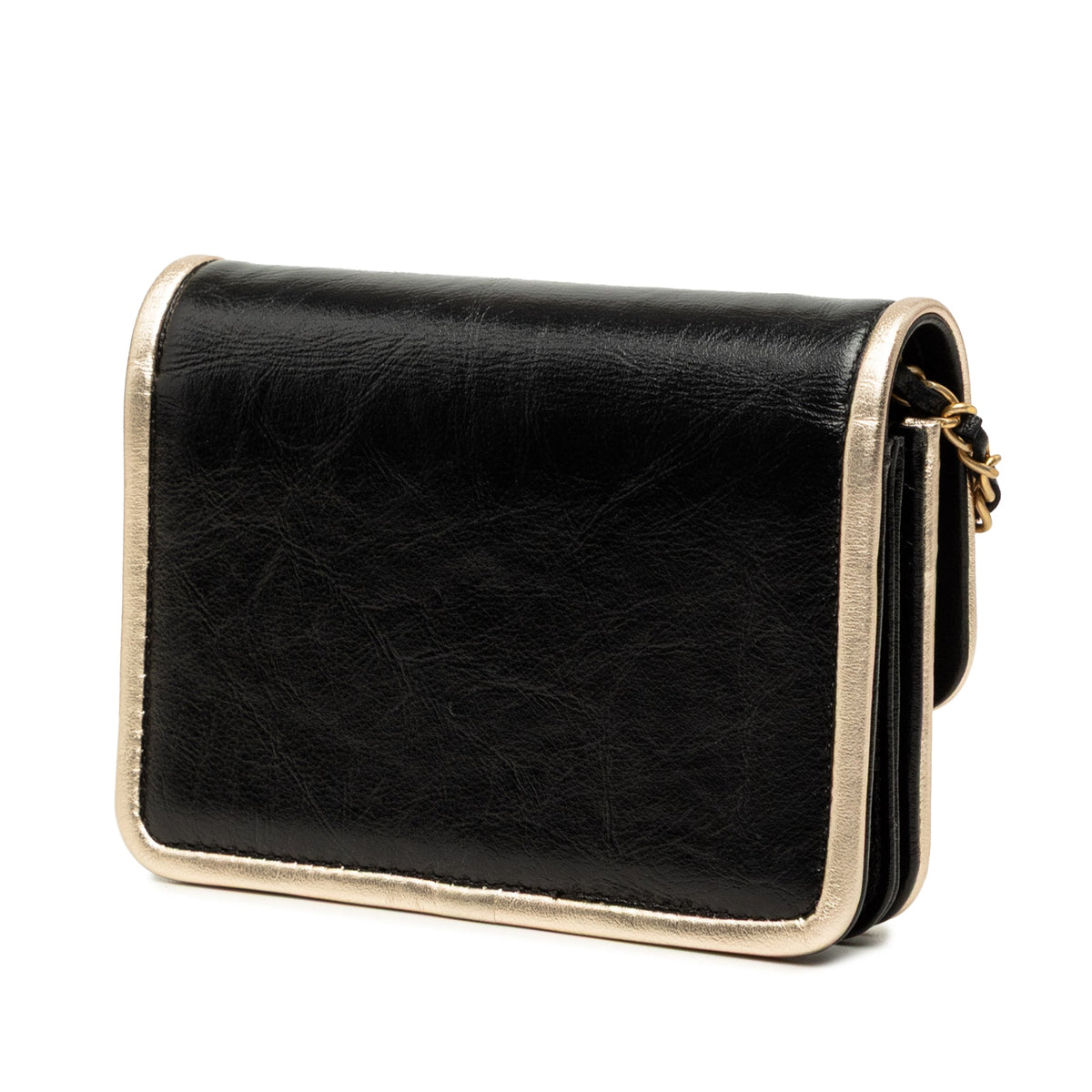 Chanel CC Metallic Calfskin Clutch With Chain — Black