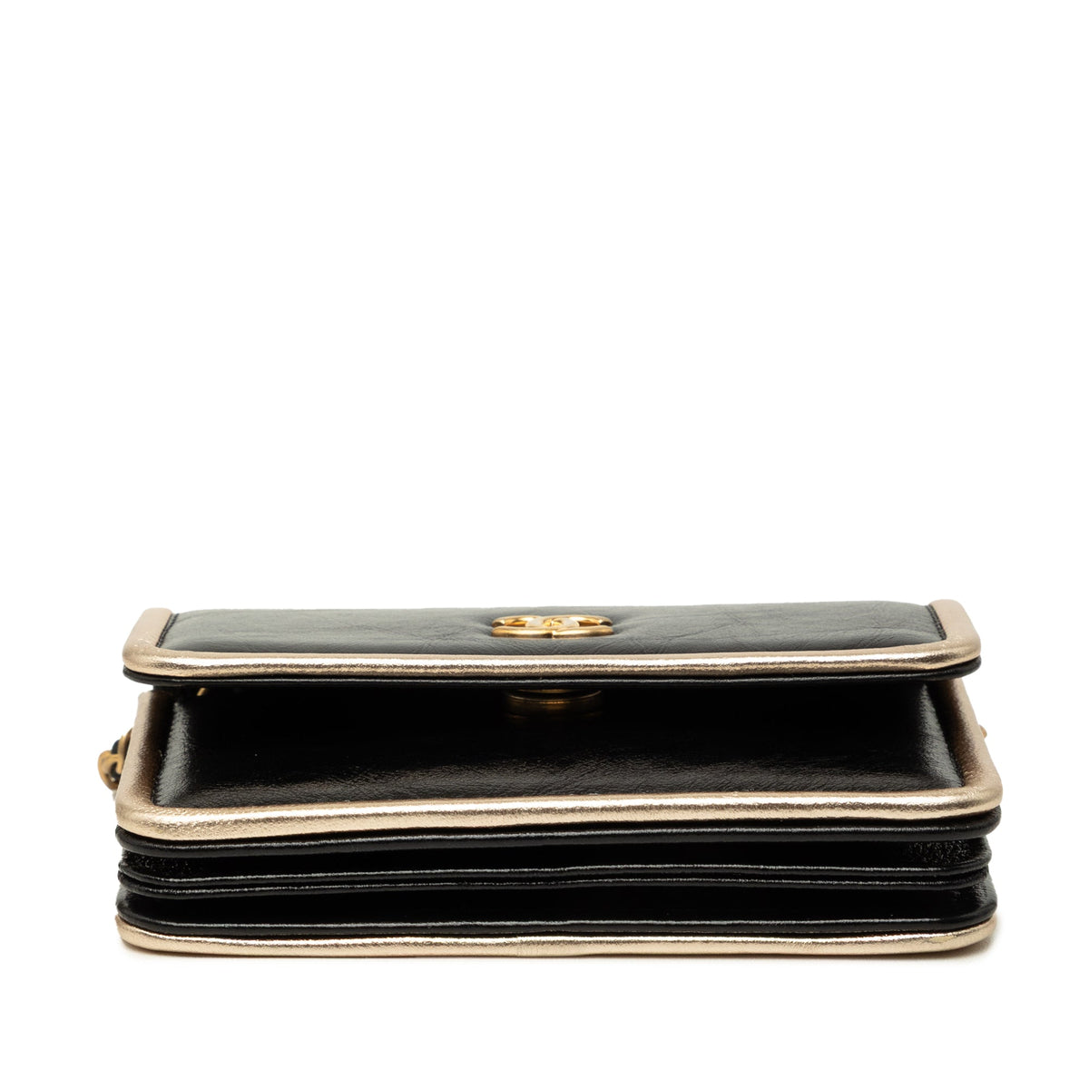 Chanel CC Metallic Calfskin Clutch With Chain — Black
