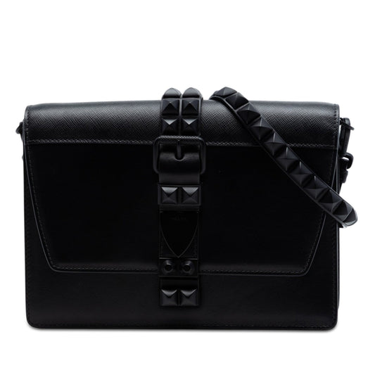 Prada Saffiano Trimmed Studded City Calf Elektra Crossbody