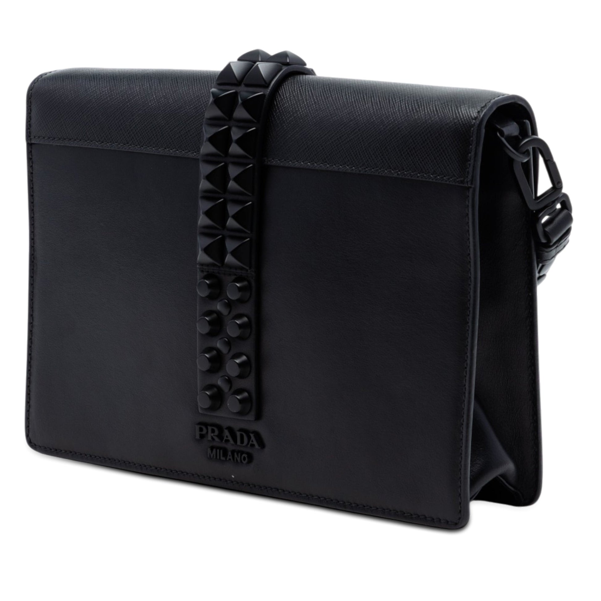 Prada Saffiano Trimmed Studded City Calf Elektra Crossbody