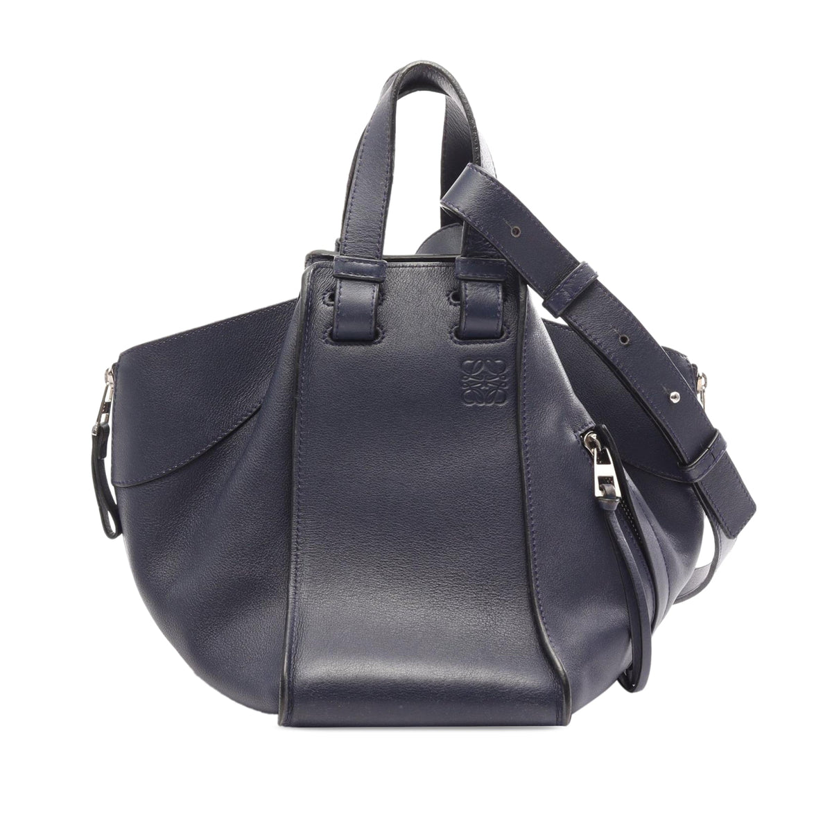 LOEWE Small Leather Hammock Satchel — Blue