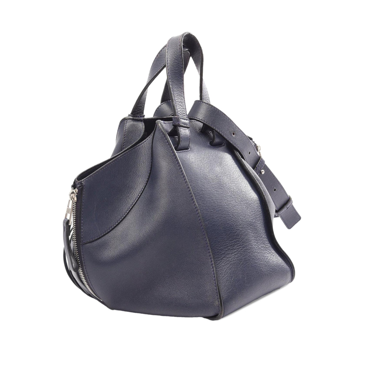 LOEWE Small Leather Hammock Satchel — Blue