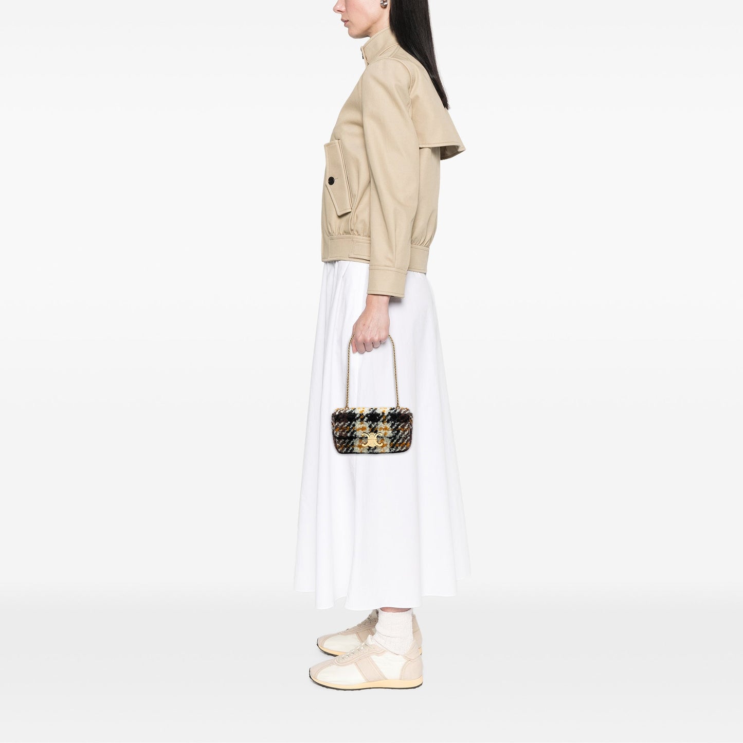 Celine Wool Triomphe Chain Shoulder Bag