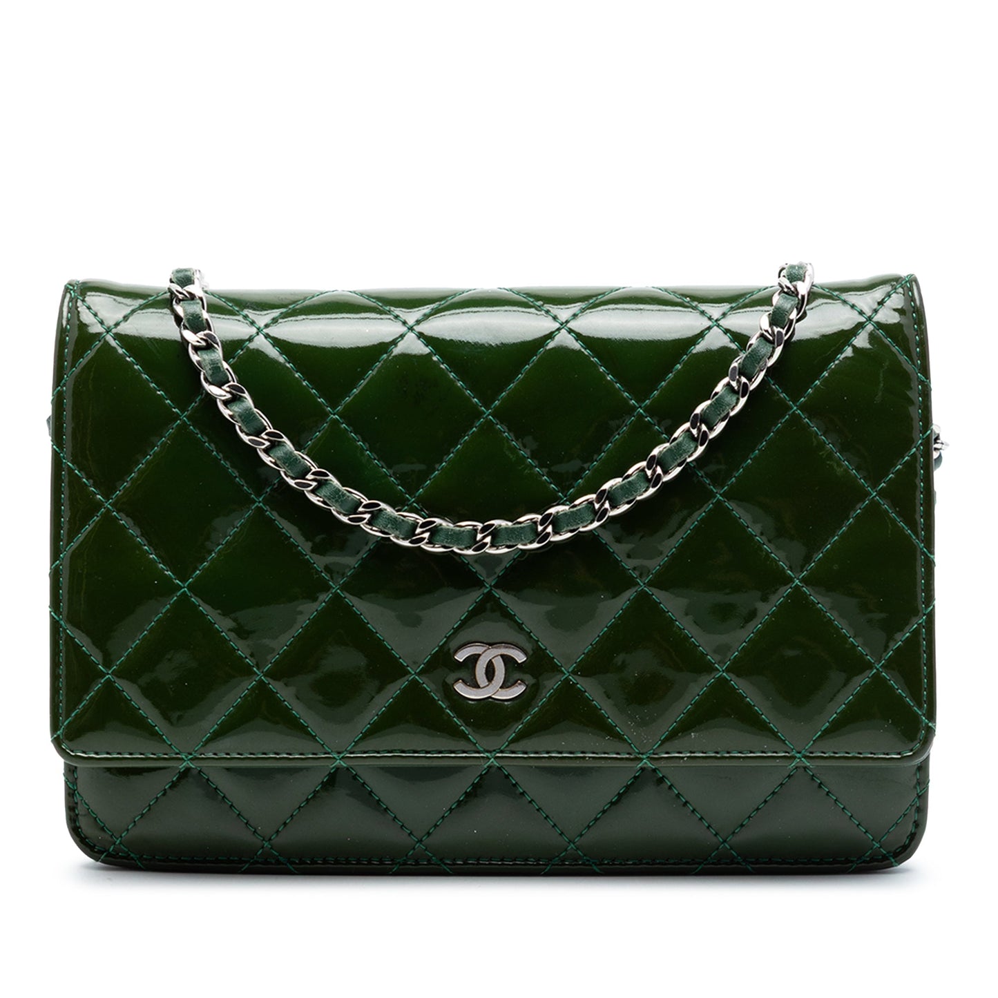 Chanel CC Quilted Patent Wallet On Chain