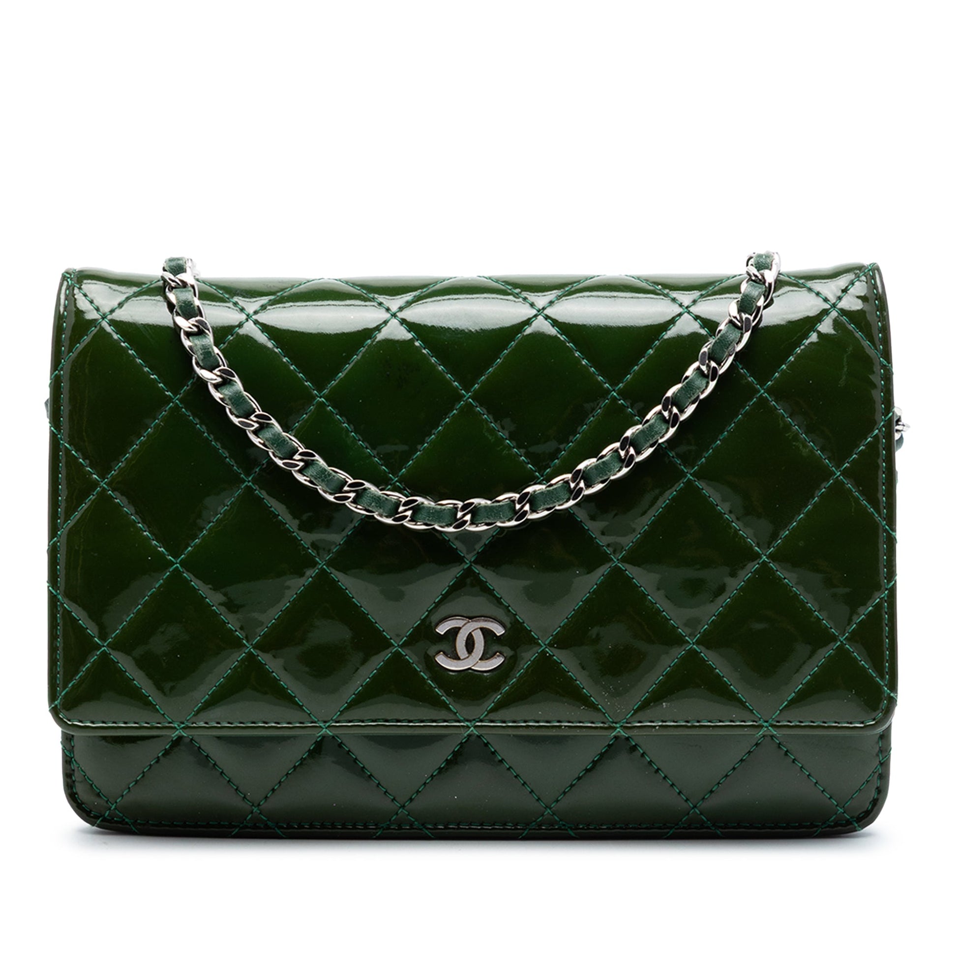 Chanel CC Quilted Patent Wallet On Chain