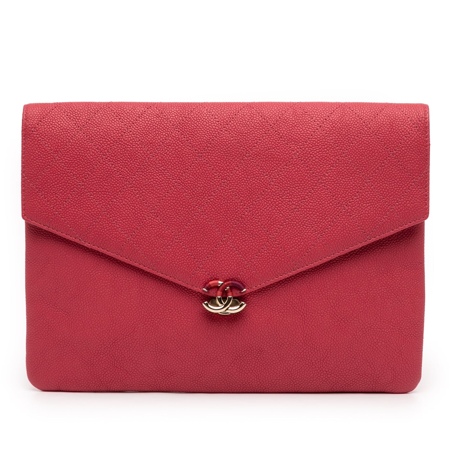 Chanel Paris Cuba Quilted Caviar Thread Around Envelope Clutch