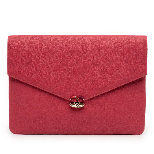 Chanel Paris Cuba Quilted Caviar Thread Around Envelope Clutch