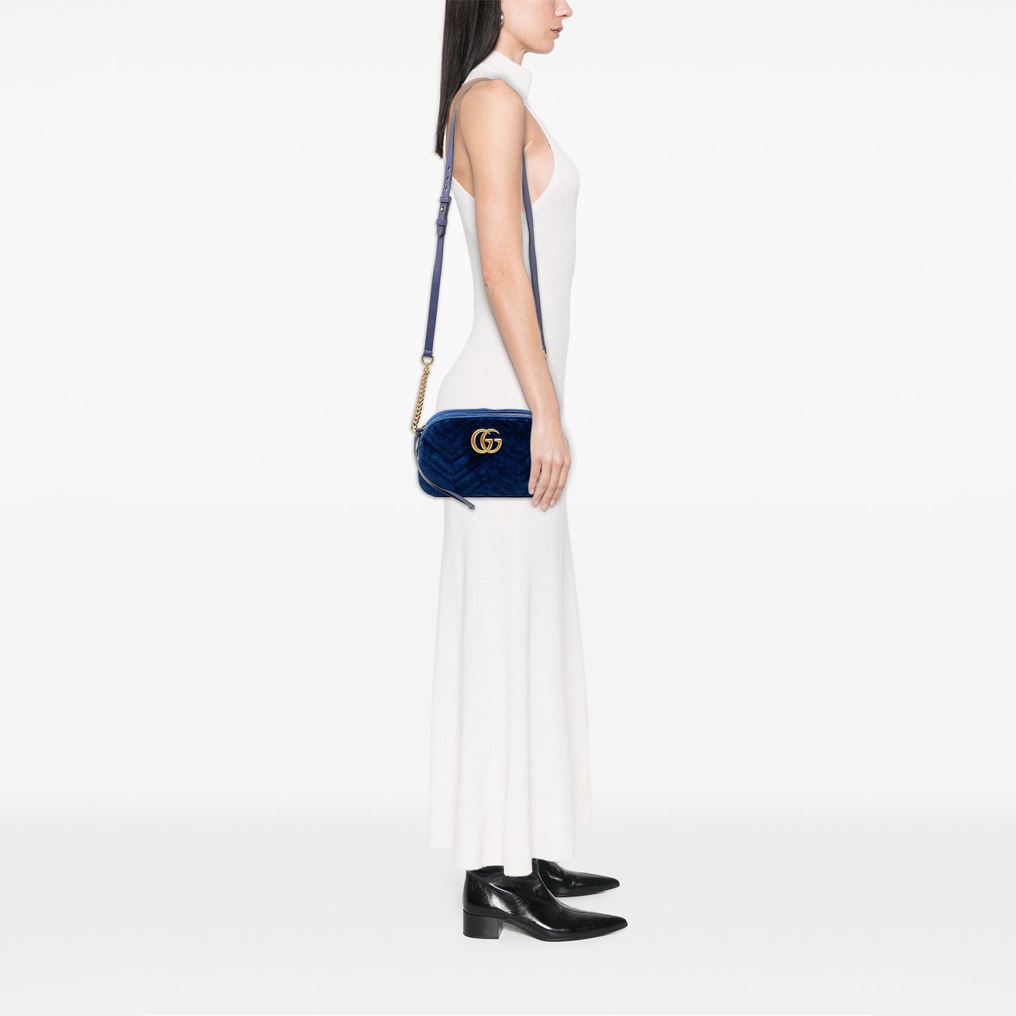 Gucci Small GG Marmont Matelasse Velvet Crossbody