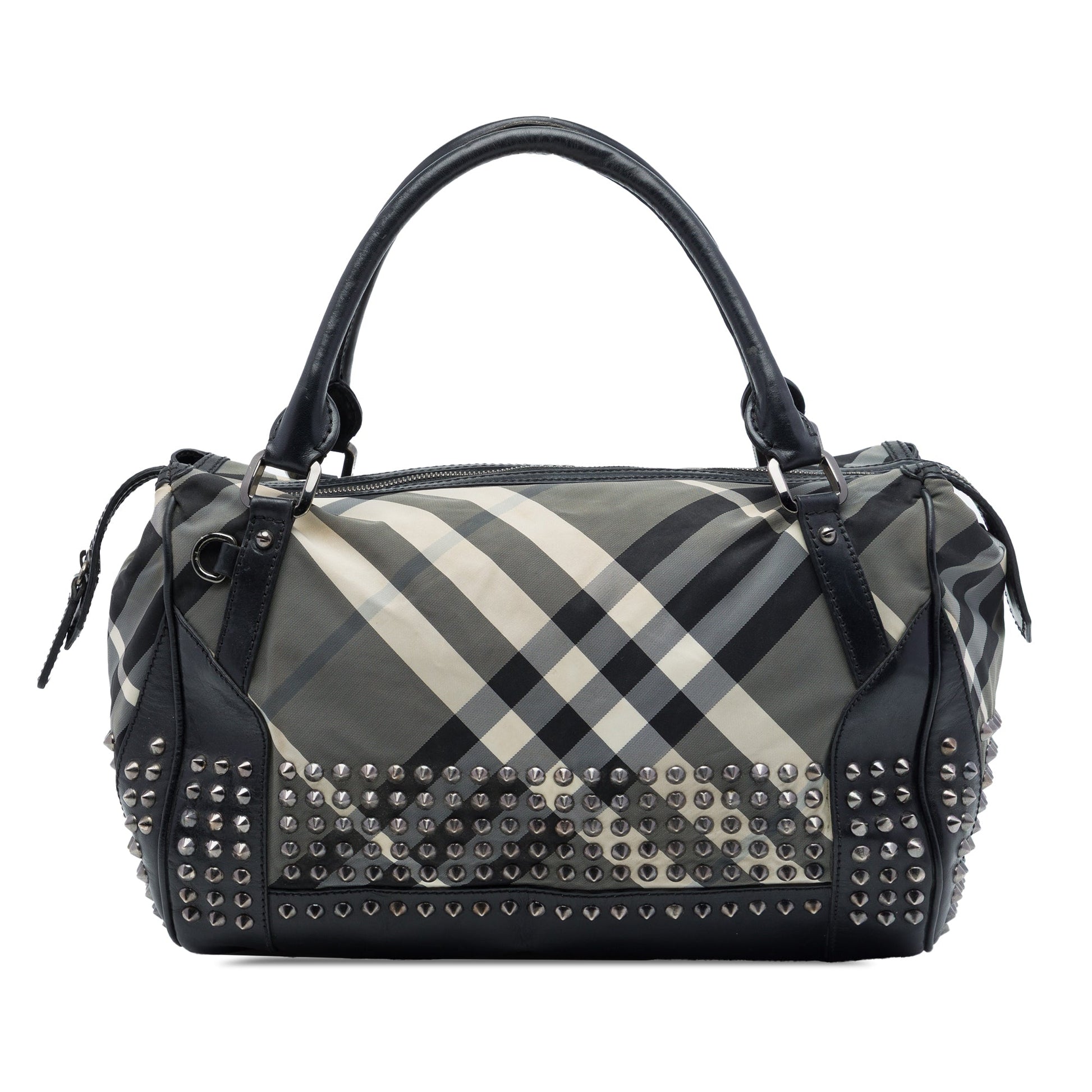 Burberry Studded Beat Check Nylon Satchel