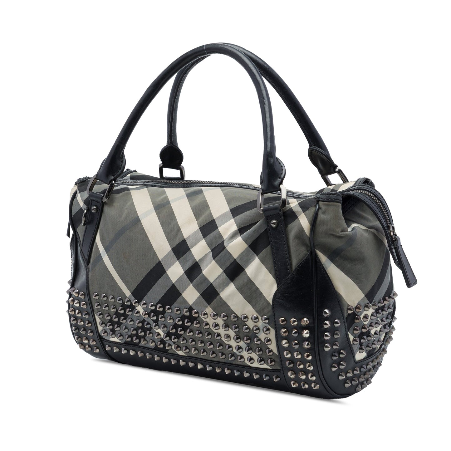 Burberry Studded Beat Check Nylon Satchel