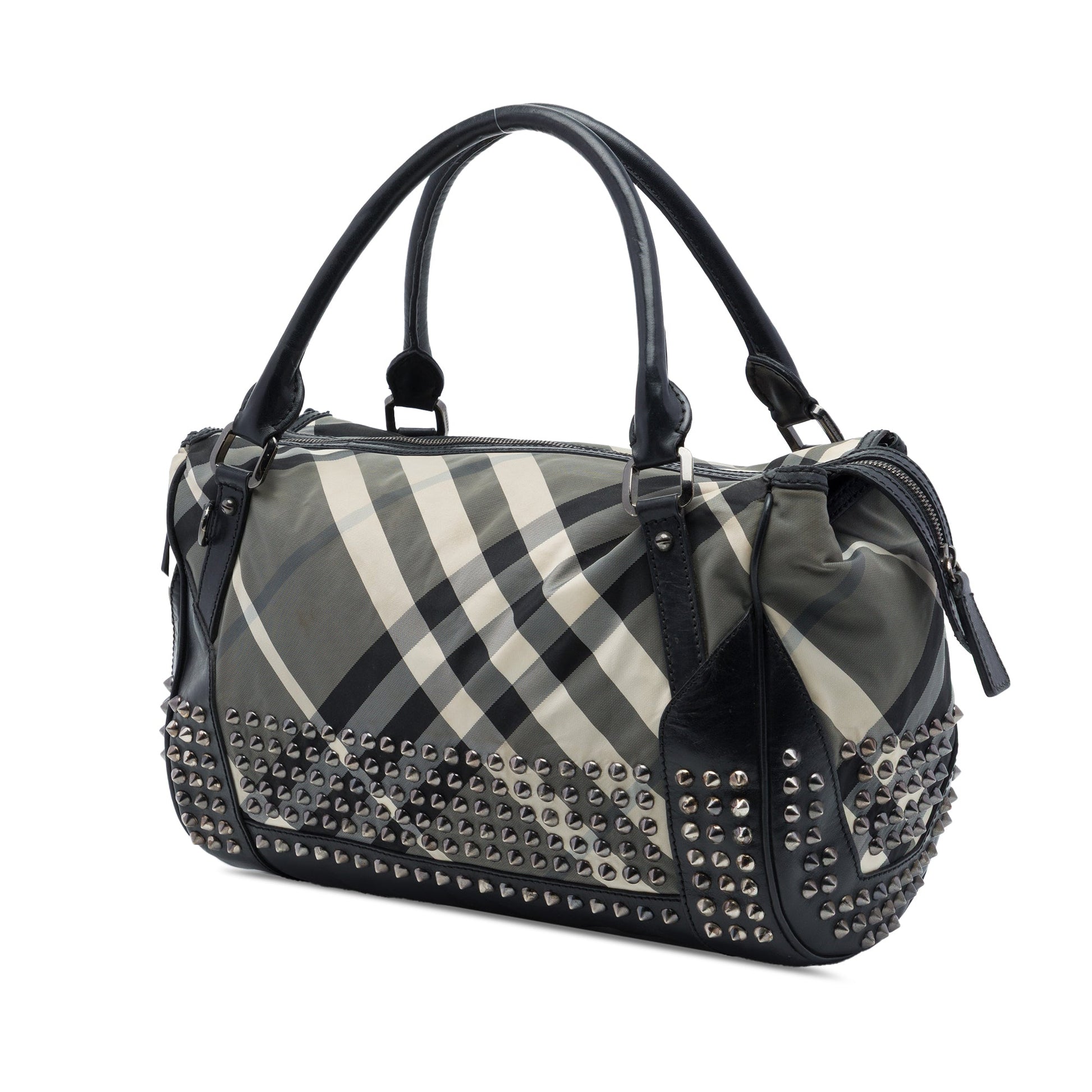 Burberry Studded Beat Check Nylon Satchel