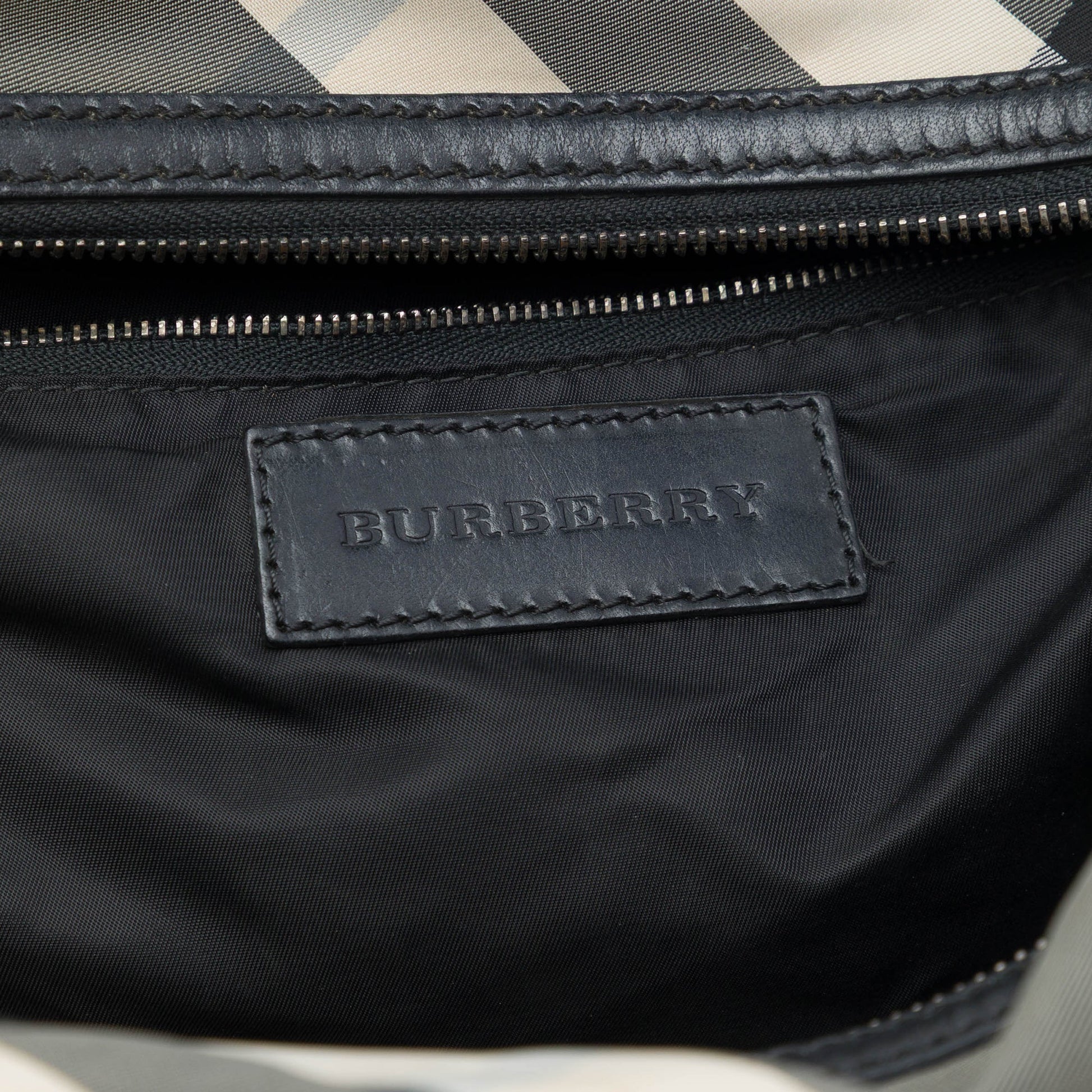 Burberry Studded Beat Check Nylon Satchel