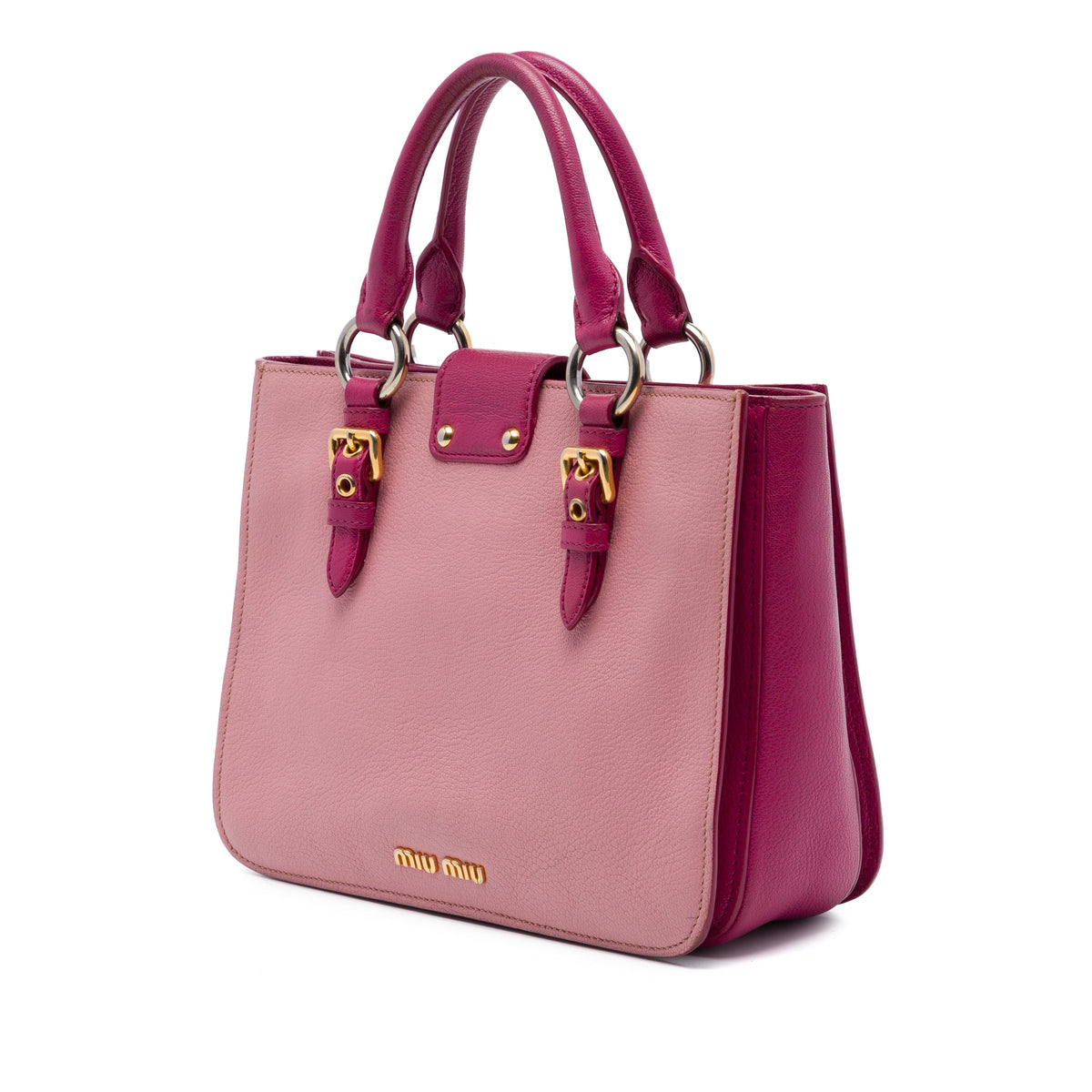 Miu Miu Bicolor Goatskin Madras Satchel