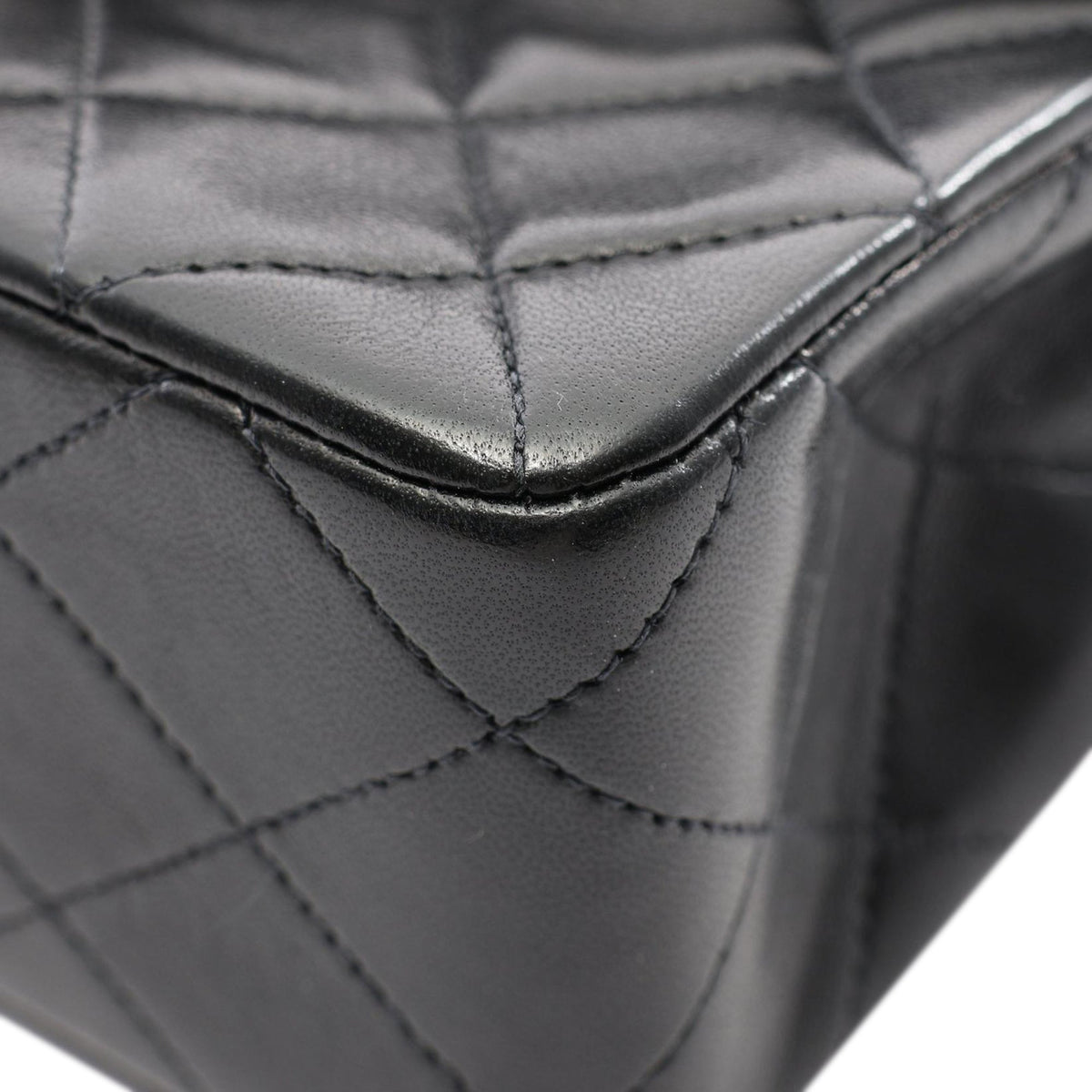Chanel Small Square Quilted Lambskin Flap — Black