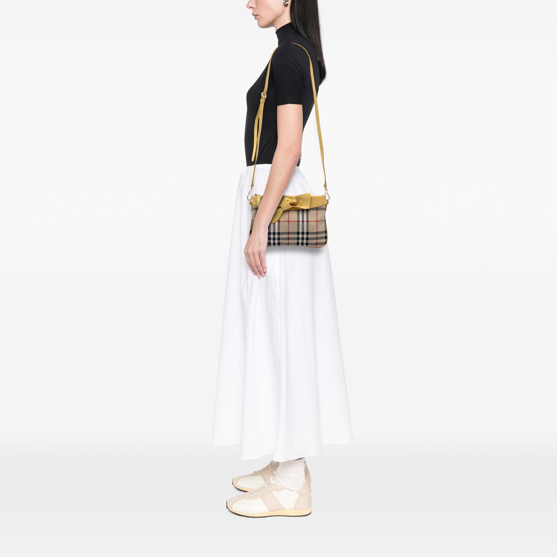 Haymarket Check Coated Canvas Bow Tie Crossbody